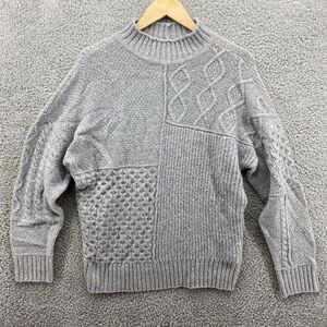 American‎ Eagle Women's Small Cable Knit Long Sleeve Gray Mock Neck Sweater
